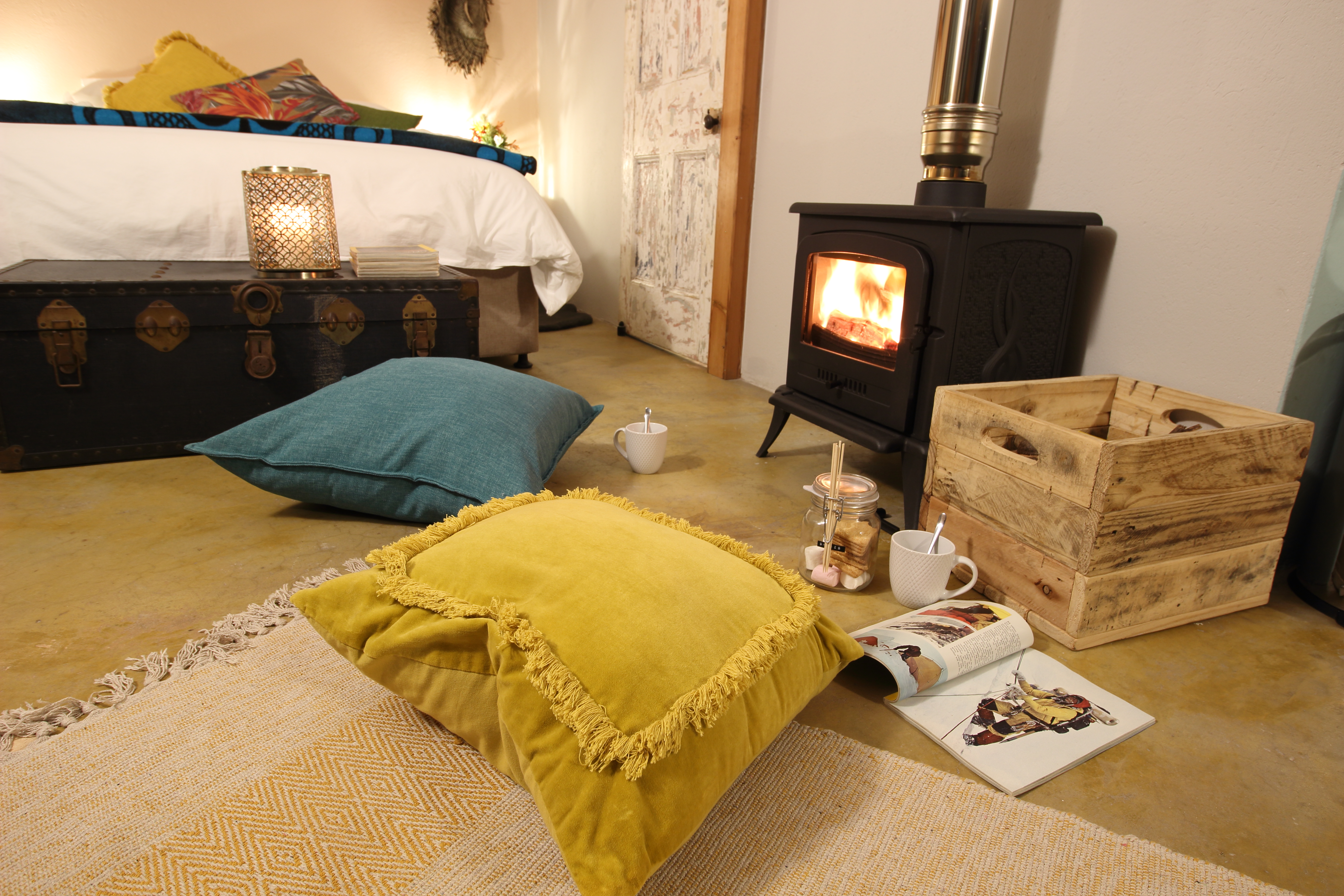 Cosy fireplace inside cottages